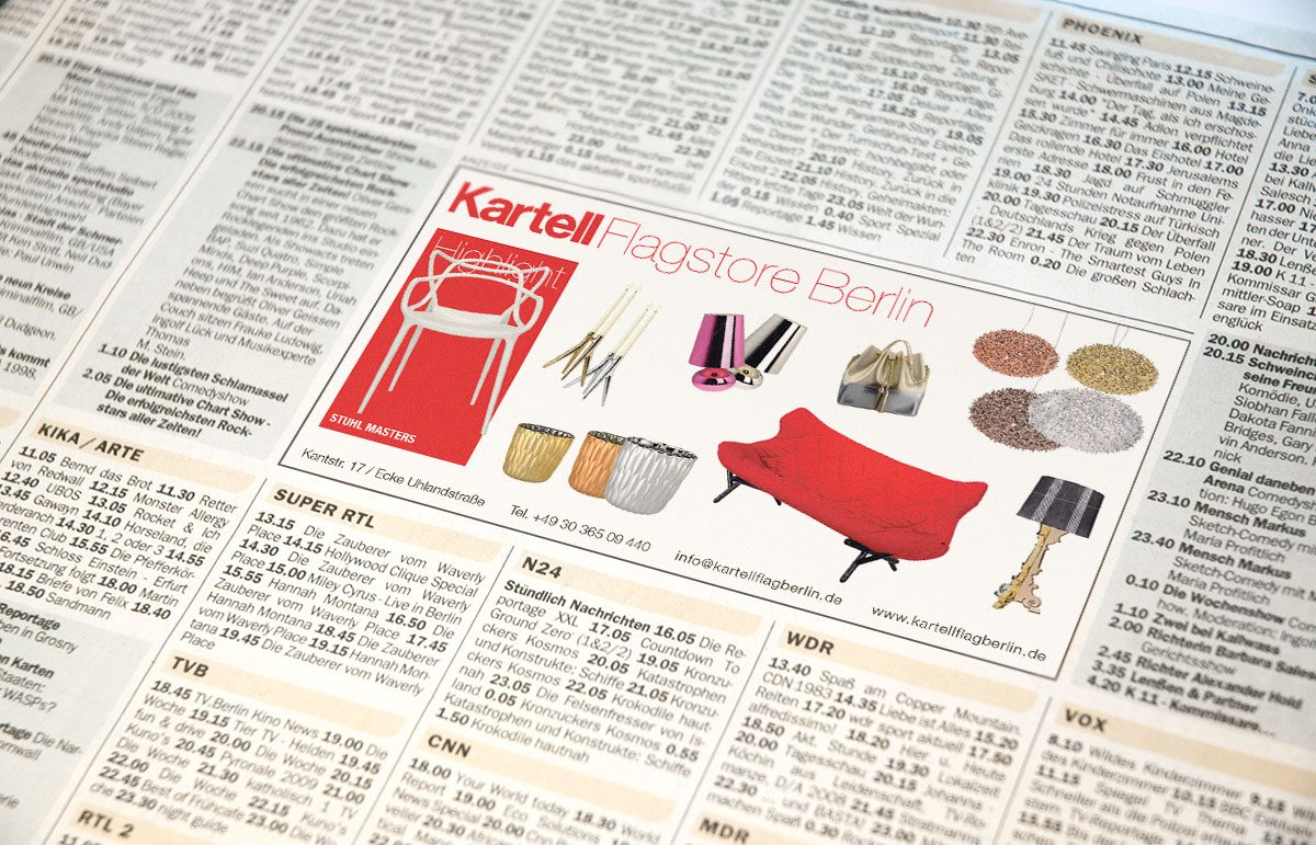 Anzeigenkampagne für Kartell Flagstore Berlin