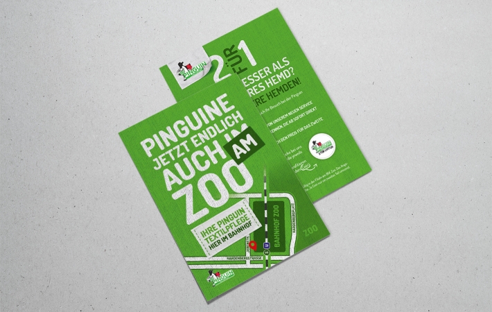 Pinguin Textilreinigung Neueröffnungsflyer